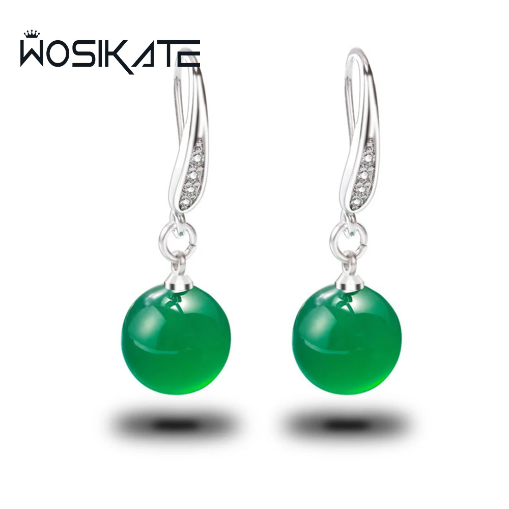 WOSIKATE Vintage Natural Green Agate Ear Hooks For Women 925 Sterling Silver Fashion Jewellery Earrings Gifts Accessories
WOSIKATE Vintage Natural Green Agate Ear Hooks For Women 925 Sterling Silver Fashion Jewellery Earrings Gifts Accessories