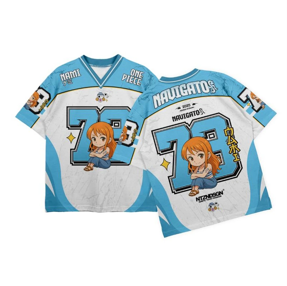 Новая футболка-джерси Bandai Anime One Piece Nami 2026 года, летняя, оверсайз, с 3D-принтом, для взрослых и детей, многофункциональная верхняя одежда
Новая футболка-джерси Bandai Anime One Piece Nami 2026 года, летняя, оверсайз, с 3D-принтом, для взрослых и детей, многофункциональная верхняя одежда