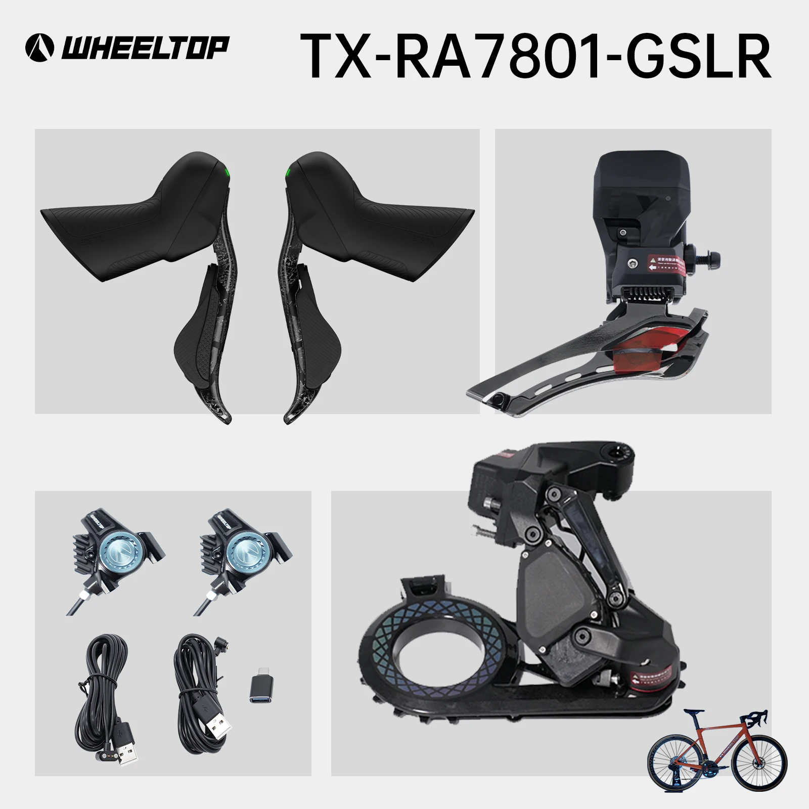 Wheeltop EDS TX RA7801 Disc Brake Carbon Fiber Wireless Kit Carbon Fiber Kit 2*7-14 Speed 10-36T Disc Brake Road Bike Groupset
Wheeltop EDS TX RA7801 Disc Brake Carbon Fiber Wireless Kit Carbon Fiber Kit 2*7-14 Speed 10-36T Disc Brake Road Bike Groupset
