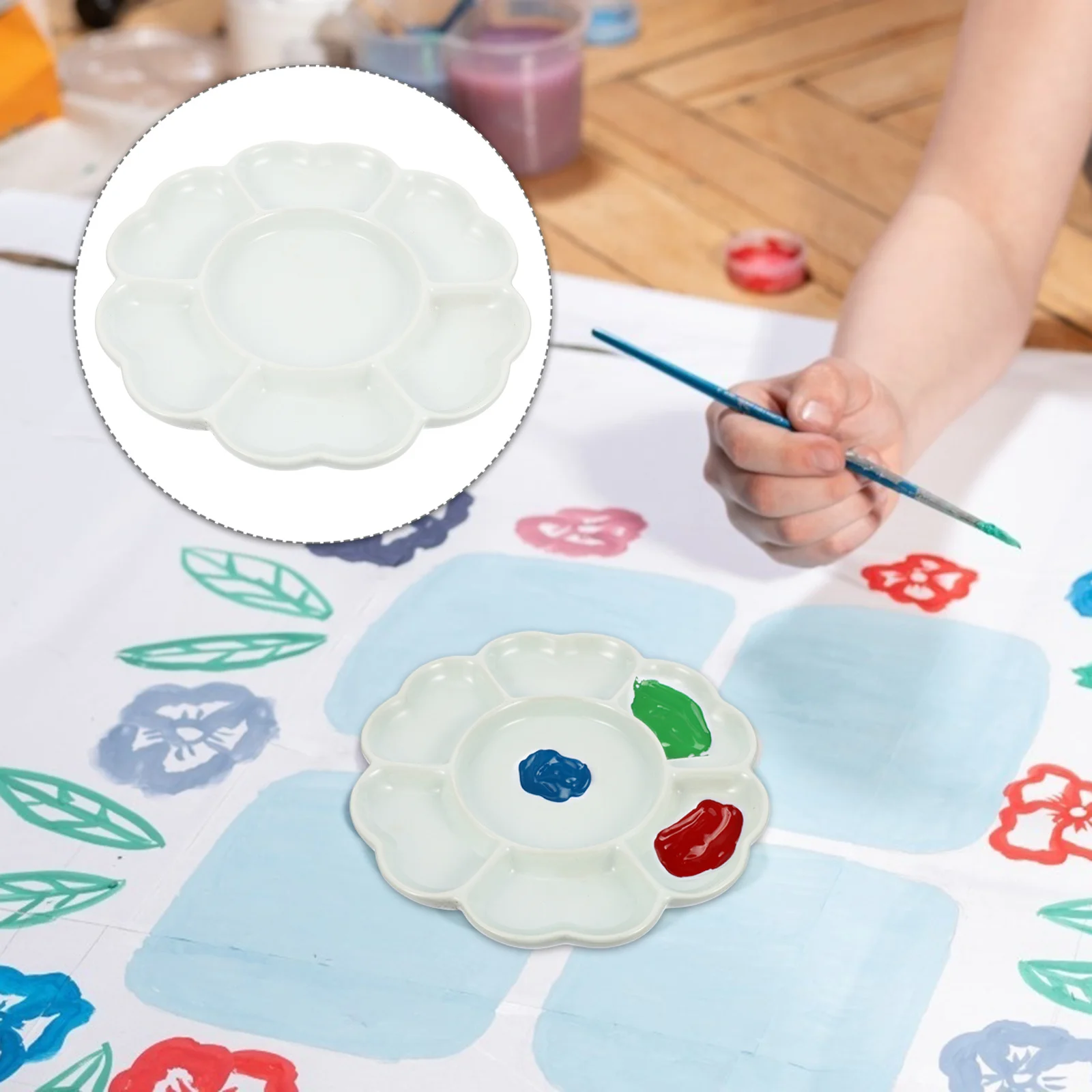 1Pcs Ceramic Plum Blossom Painting Pallet Space-Saving Color Mixing Tray for Oil Watercolor Pigments Art Painting Board 
1Pcs Ceramic Plum Blossom Painting Pallet Space-Saving Color Mixing Tray for Oil Watercolor Pigments Art Painting Board