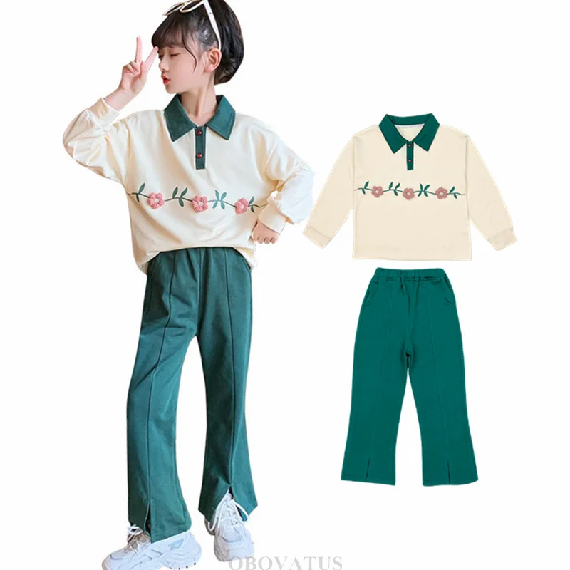 New Spring Child Casual Clothing Set for Girl Polo Collar Sweatshirt and Pants 2 Piece Clothes Suit Kids Green Fashion Tracksuit
New Spring Child Casual Clothing Set for Girl Polo Collar Sweatshirt and Pants 2 Piece Clothes Suit Kids Green Fashion Tracksuit
