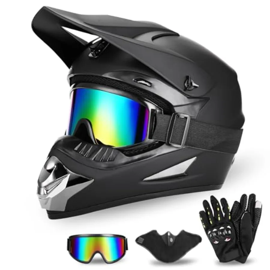 Full Face Dirt Bike Helmet DOT Certified for Off-Road Use - Polycarbonate Shell, Matte Black, Adjustable Visor Quick Release Sy
Full Face Dirt Bike Helmet DOT Certified for Off-Road Use - Polycarbonate Shell, Matte Black, Adjustable Visor Quick Release Sy