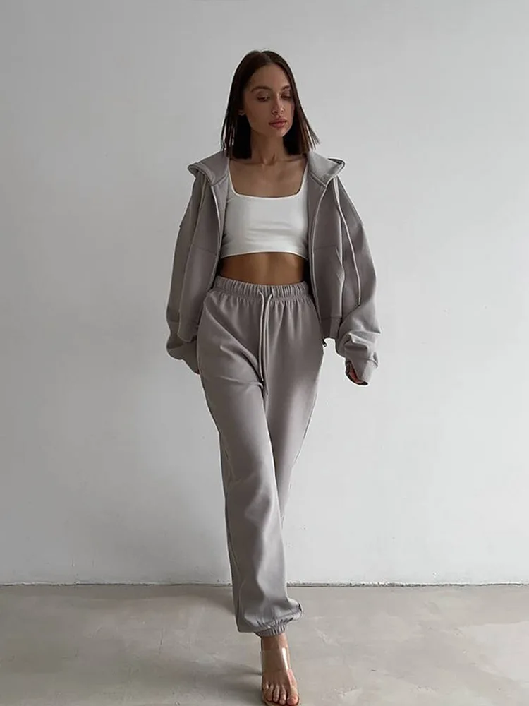 Women's Autumn Tarcksuit Coats Pants 2 Piece Set Zipper Hooded Sweatshirt Long Trousers Pockets Gary Yellow Casual Sports Suits
Women's Autumn Tarcksuit Coats Pants 2 Piece Set Zipper Hooded Sweatshirt Long Trousers Pockets Gary Yellow Casual Sports Suits