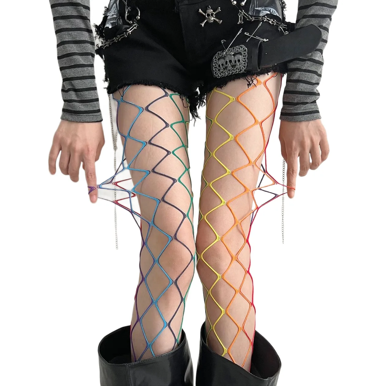 Women's Rainbow Fishnet Tights Colorful Mesh Stockings Vibrant High Waisted Hollow Out Pantyhose for Rave Party
Women's Rainbow Fishnet Tights Colorful Mesh Stockings Vibrant High Waisted Hollow Out Pantyhose for Rave Party