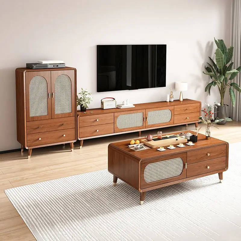 Retro solid wood frame coffee table TV cabinet integrated home modern simple small apartment storage living room
Retro solid wood frame coffee table TV cabinet integrated home modern simple small apartment storage living room