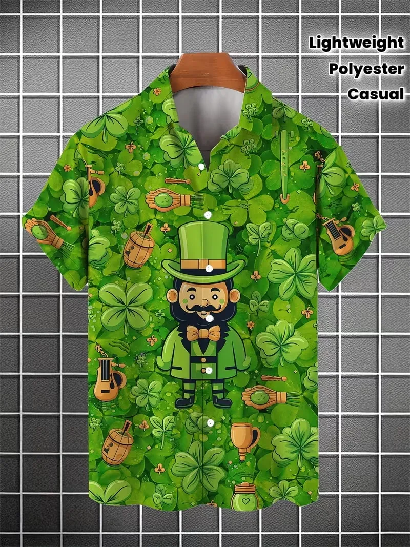 Мужские гавайские рубашки с принтом ко Дню Святого Патрика, повседневные рубашки с коротким рукавом на пуговицах, рубашки с полным принтом зеленого клевера для отпуска
Мужские гавайские рубашки с принтом ко Дню Святого Патрика, повседневные рубашки с коротким рукавом на пуговицах, рубашки с полным принтом зеленого клевера для отпуска