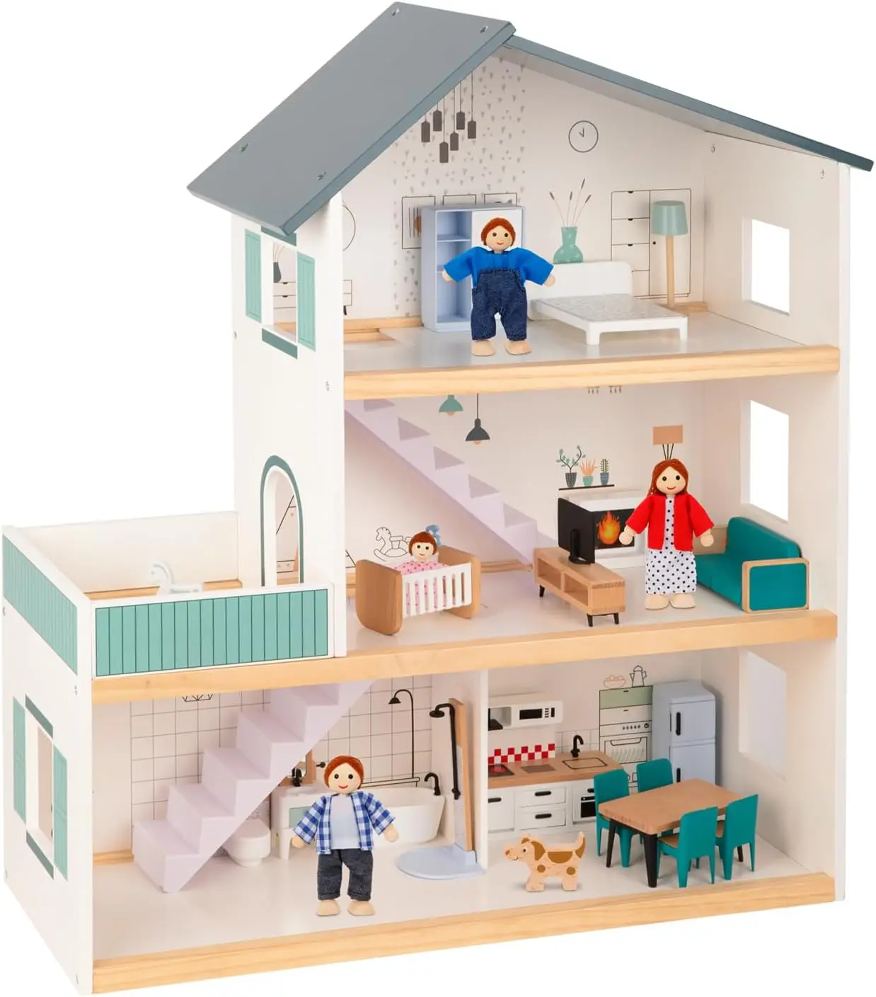 Wooden Dollhouse for Kids, Doll House with Simulated Luxury Furniture Set, Dollhouse Playset for Girls Toddlers (Including 4 Fam
Wooden Dollhouse for Kids, Doll House with Simulated Luxury Furniture Set, Dollhouse Playset for Girls Toddlers (Including 4 Fam