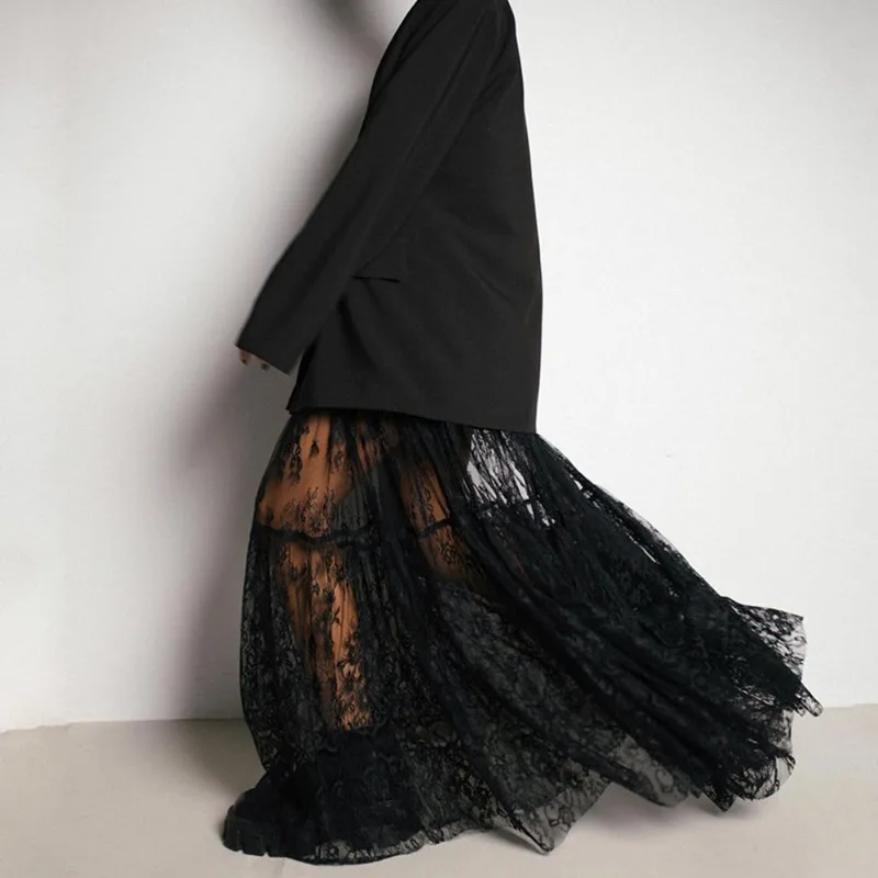 Talenza Black Mesh Long Skirt Women's Sexy Lace See Through High Waist Fashion Skirt 2025 Summer Elegant Vintage Y2k Long Skirt
Talenza Black Mesh Long Skirt Women's Sexy Lace See Through High Waist Fashion Skirt 2025 Summer Elegant Vintage Y2k Long Skirt
