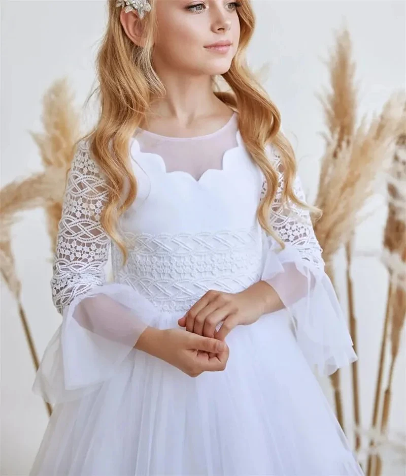 Customized White Flower Girl Dress For Wedding Lace Long Sleeve High Waist Elegant Kids Birthday Party First Communion Gown
Customized White Flower Girl Dress For Wedding Lace Long Sleeve High Waist Elegant Kids Birthday Party First Communion Gown