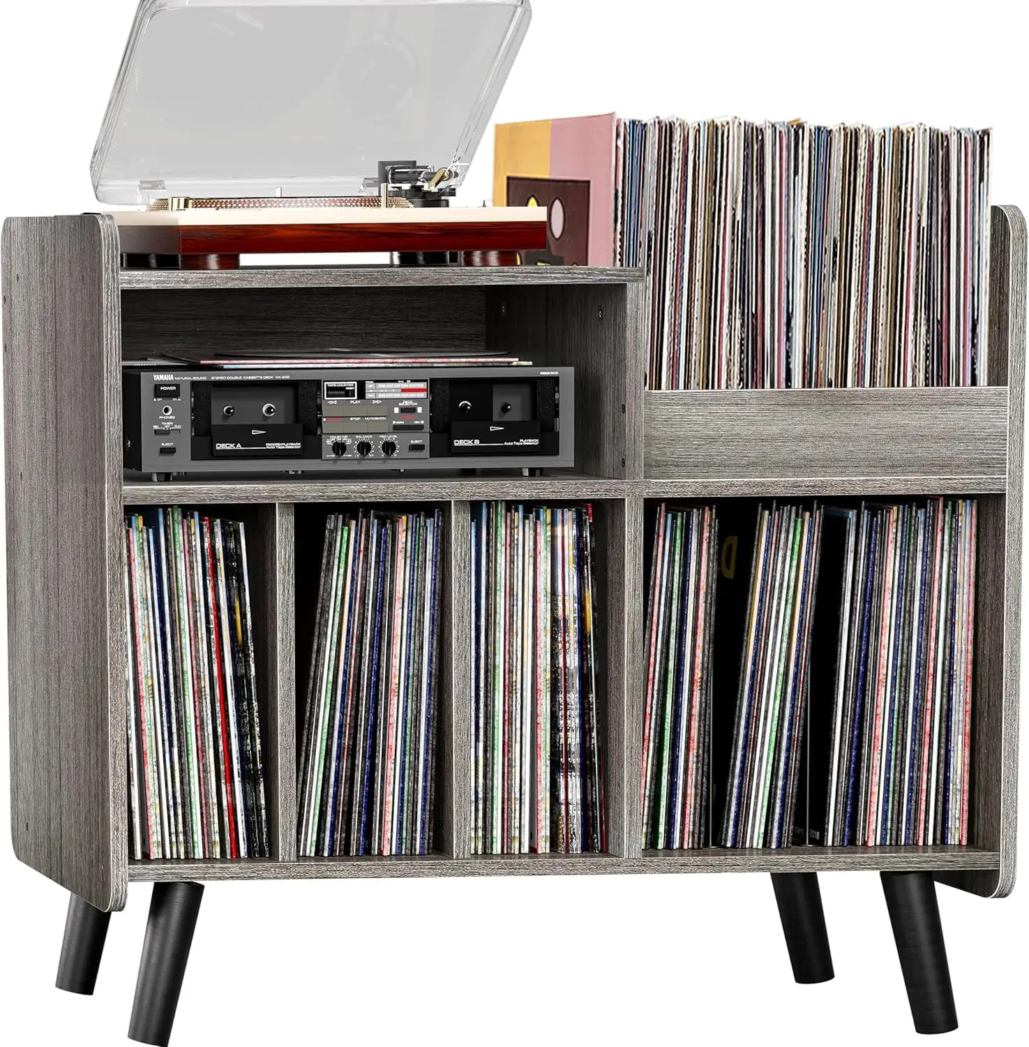 Record Player Stand, Large Record Player Table Cabinet with Open Vinyl Storage and Display Shelf Holds up to 350 Albums, Mid Cen
Record Player Stand, Large Record Player Table Cabinet with Open Vinyl Storage and Display Shelf Holds up to 350 Albums, Mid Cen