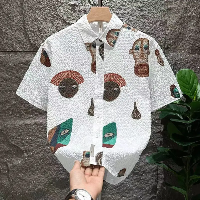 Creative Graphic Print Seersucker Shirts For Men Summer Thin Short Sleeve Casual Loose Top New Fashion Trendy Blouse Streetwear
Creative Graphic Print Seersucker Shirts For Men Summer Thin Short Sleeve Casual Loose Top New Fashion Trendy Blouse Streetwear
