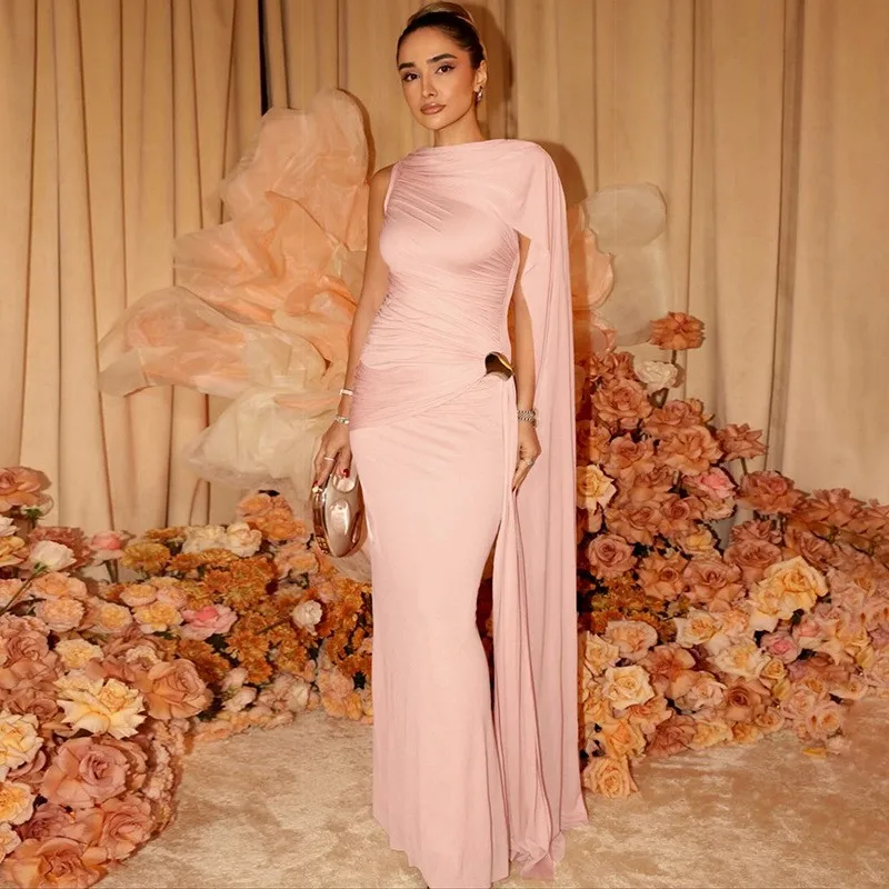 Elegant Party Dress For Woman Evening Dresses Long Maxi Dress One Shoulder Ruched Waist Dress Pink High Waist Prom Asymmetrical
Elegant Party Dress For Woman Evening Dresses Long Maxi Dress One Shoulder Ruched Waist Dress Pink High Waist Prom Asymmetrical