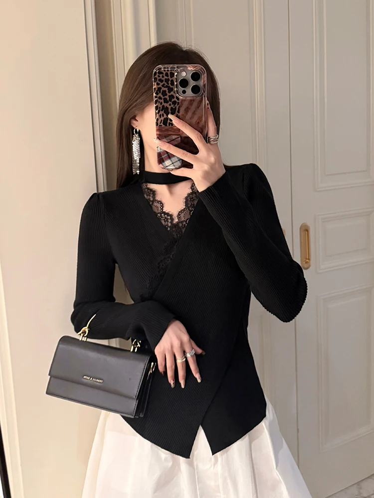 Женский вязаный свитер с кружевным V-образным вырезом, длинный рукав, облегающий крой, повседневный стиль, зимний, из смесового хлопка
Женский вязаный свитер с кружевным V-образным вырезом, длинный рукав, облегающий крой, повседневный стиль, зимний, из смесового хлопка