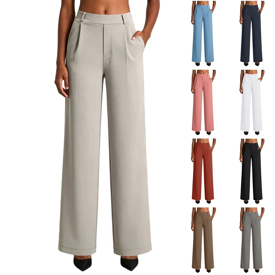 Casual Chic Wide Leg Pants Women Office Lady Elegant Suit Trousers Solid Color High Waist Straight Palazzo Pants With Pockets
Casual Chic Wide Leg Pants Women Office Lady Elegant Suit Trousers Solid Color High Waist Straight Palazzo Pants With Pockets
