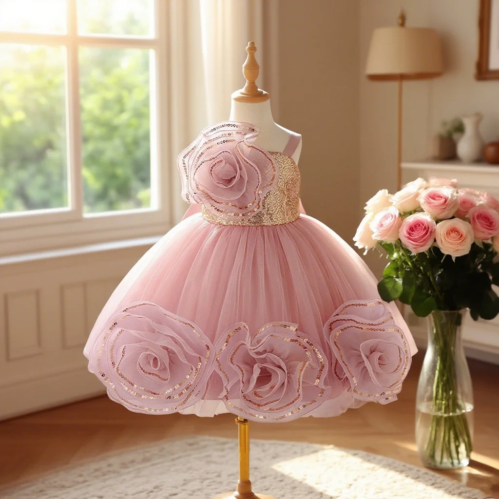 Girls' large flower embroidered dress high-end dress pink sweet dress suitable for piano performance birthday party
Girls' large flower embroidered dress high-end dress pink sweet dress suitable for piano performance birthday party