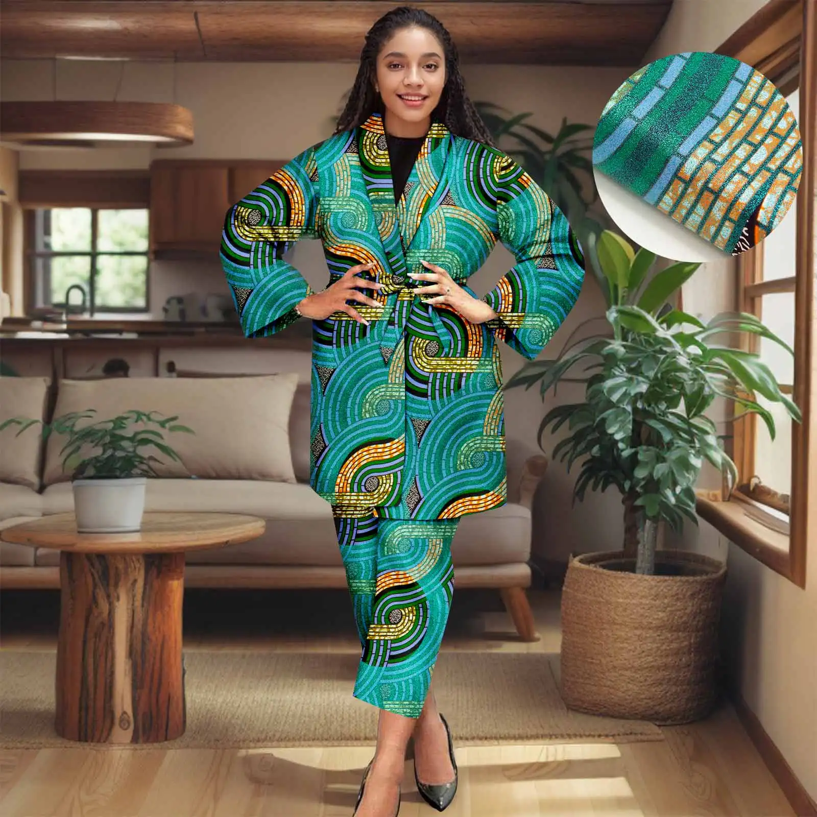 Afripride African Women's Two Piece Ankara Printed Fabric Long Sleeve Pants Set with Belt Accessory 252601111
Afripride African Women's Two Piece Ankara Printed Fabric Long Sleeve Pants Set with Belt Accessory 252601111