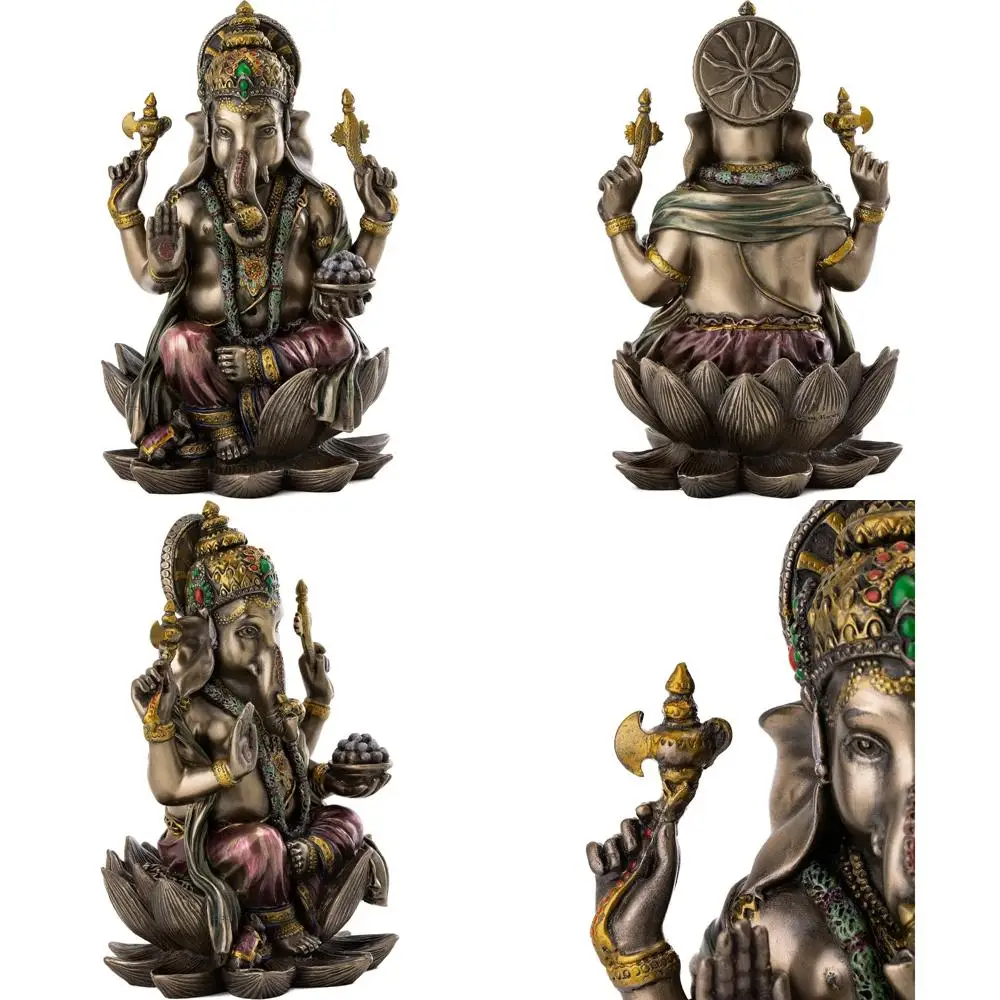 Ganesh Statue on Lotus Pedestal: Premium Cold Cast Bronze Lord of Success Sculpture with Colored Accents for Success and Prosper
Ganesh Statue on Lotus Pedestal: Premium Cold Cast Bronze Lord of Success Sculpture with Colored Accents for Success and Prosper