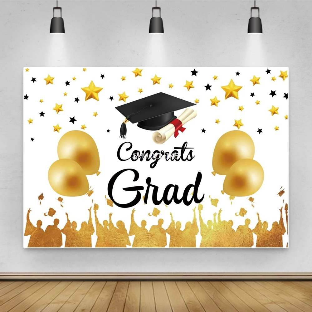 Congrats 2024 Graduation Party Black Bachelor Degree Hat Golden Balloon Photography Background Photo Backdrop Photo Studio
Congrats 2024 Graduation Party Black Bachelor Degree Hat Golden Balloon Photography Background Photo Backdrop Photo Studio