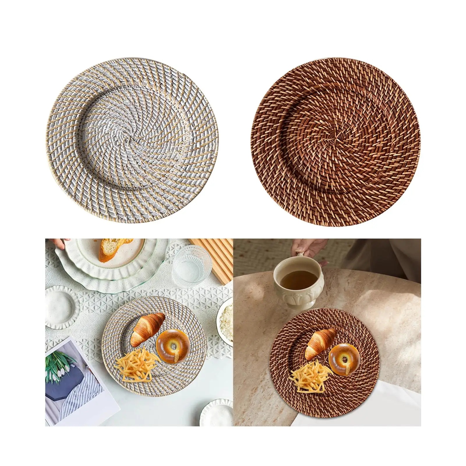 Round Rattan Charger Plate, Food Ssnack Serving Tray, Kitchen Multipurpose Rustic Woven Serving Platter for Bathroom,
Round Rattan Charger Plate, Food Ssnack Serving Tray, Kitchen Multipurpose Rustic Woven Serving Platter for Bathroom,