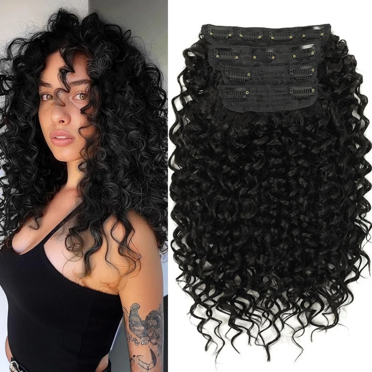 YAKIBEAUTY 14inch Synthetic Clip-in Short Wave Kinky Curly Hair Extensions Fluffy Black Fiber 4Pcs/Set for Women Hairpiece
YAKIBEAUTY 14inch Synthetic Clip-in Short Wave Kinky Curly Hair Extensions Fluffy Black Fiber 4Pcs/Set for Women Hairpiece