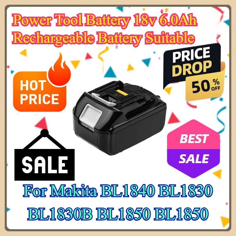 For Makita BL1840 BL1830 BL1830B BL1850 BL1850B Power Tool Battery 18V 6.0Ah Rechargeable Battery Suitable
For Makita BL1840 BL1830 BL1830B BL1850 BL1850B Power Tool Battery 18V 6.0Ah Rechargeable Battery Suitable