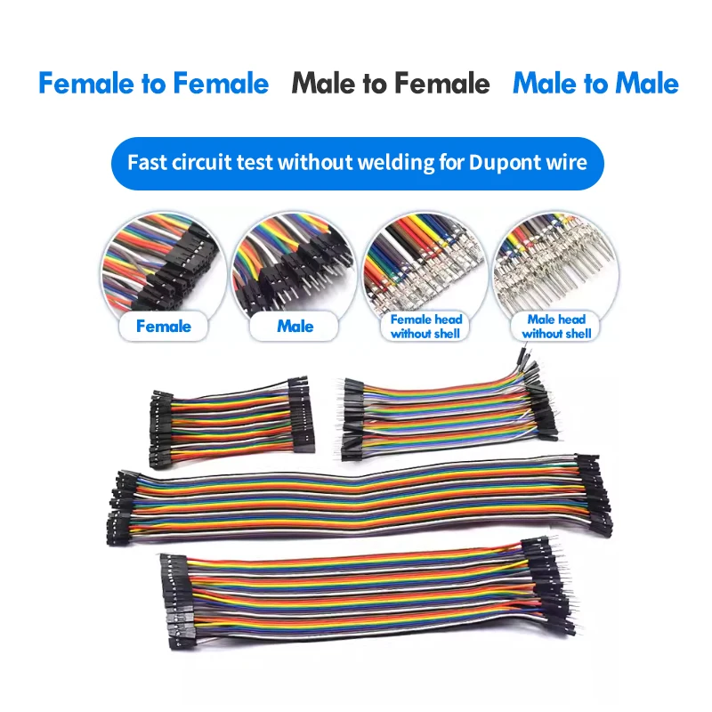 Dupont wire, female to female, male to female, male to male, 40P color bar, connecting wire, male bus, 10/30/20/40CM
Dupont wire, female to female, male to female, male to male, 40P color bar, connecting wire, male bus, 10/30/20/40CM