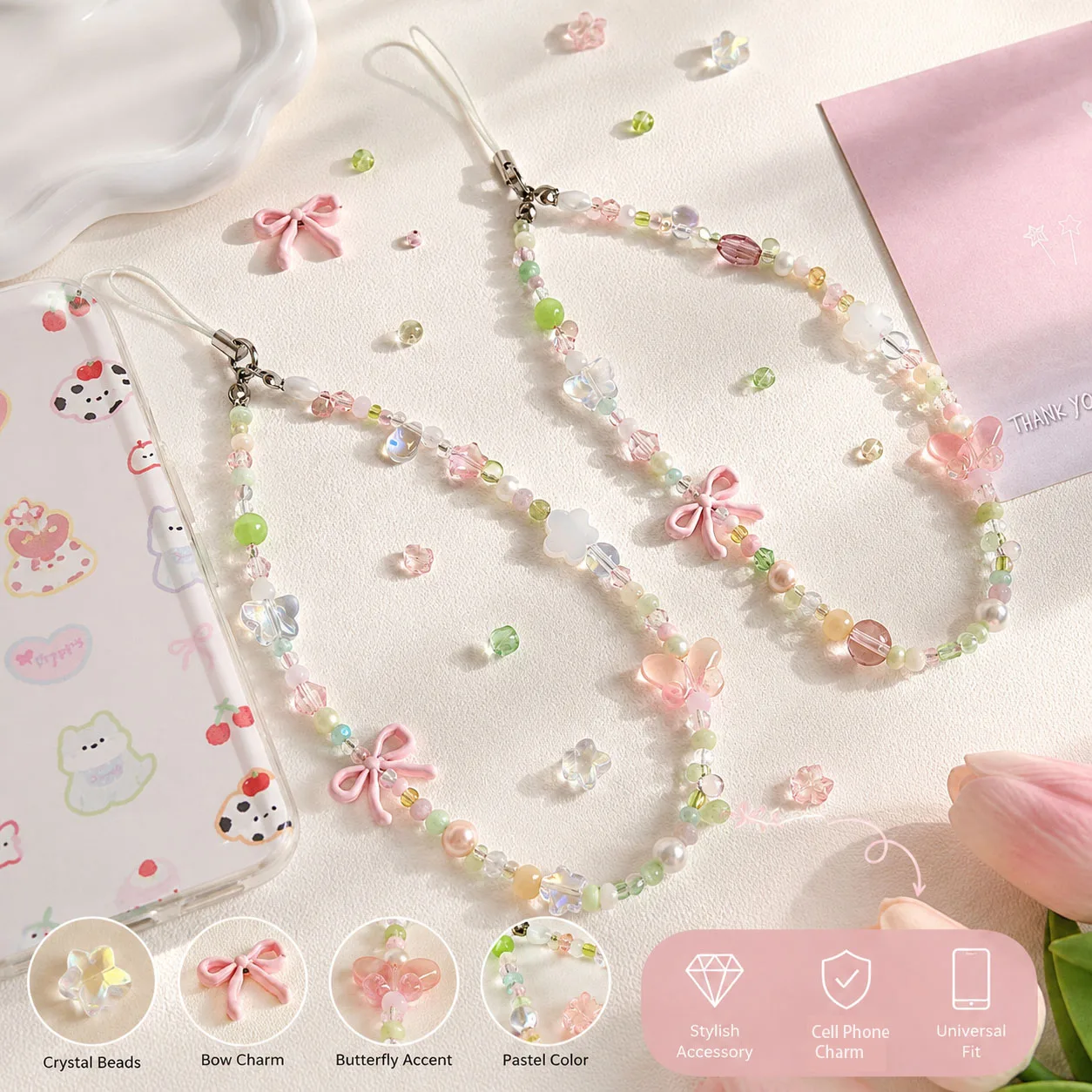Ins Sweet Girl Style Clear Butterfly Beaded Phone Strap, Exquisite Versatile Charm Gift for Phones, Keys and Bags
Ins Sweet Girl Style Clear Butterfly Beaded Phone Strap, Exquisite Versatile Charm Gift for Phones, Keys and Bags