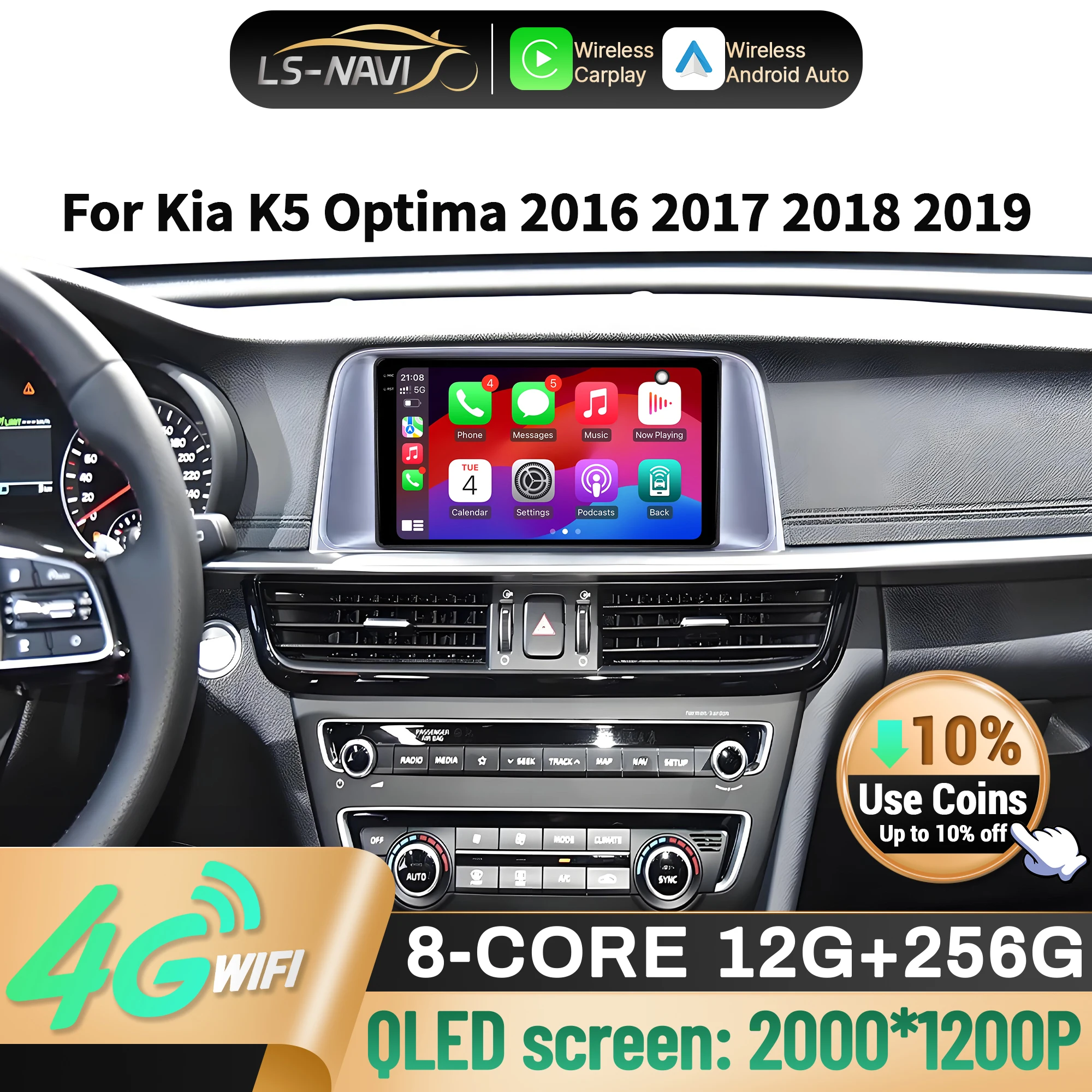 For Kia K5 Optima 2016 2017 2018 2019 4G GPS Car Radio Wireless BT CarPlay Android 14 Navigation Multimedia 2K QLED Screen
For Kia K5 Optima 2016 2017 2018 2019 4G GPS Car Radio Wireless BT CarPlay Android 14 Navigation Multimedia 2K QLED Screen