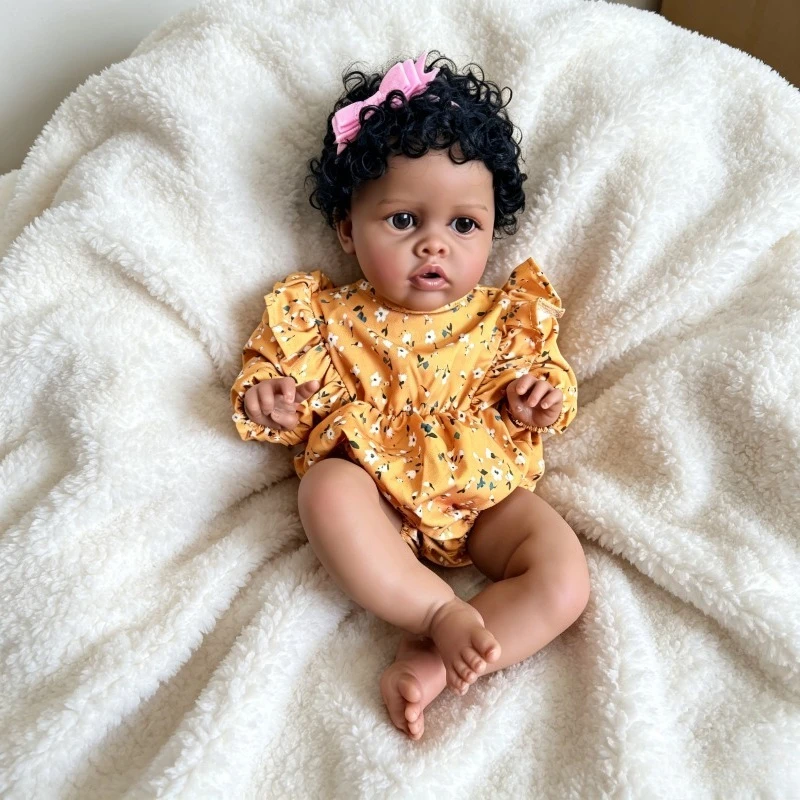 60cm Already Painted Dark Skin Reborn Doll Benjamin with Soft Cloth Body Rooted Black Curly Hair Big Baby Toy
60cm Already Painted Dark Skin Reborn Doll Benjamin with Soft Cloth Body Rooted Black Curly Hair Big Baby Toy