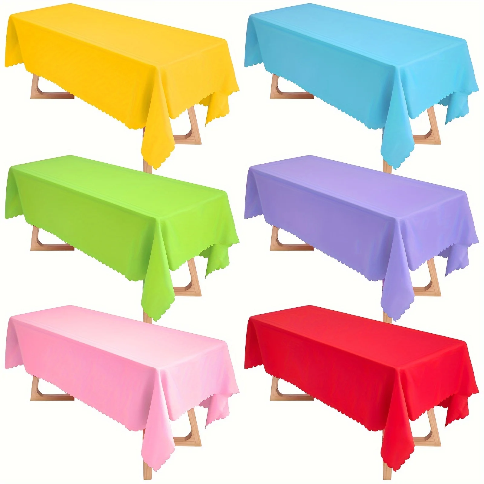 6pcs Assorted Color Fabric Rectangle Tablecloth 60 X 83 Inch Polyester Fabric Table Cloth Washable Decorative Cover for Wedding Party Banquet Dining Table
6pcs Assorted Color Fabric Rectangle Tablecloth 60 X 83 Inch Polyester Fabric Table Cloth Washable Decorative Cover for Wedding Party Banquet Dining Table