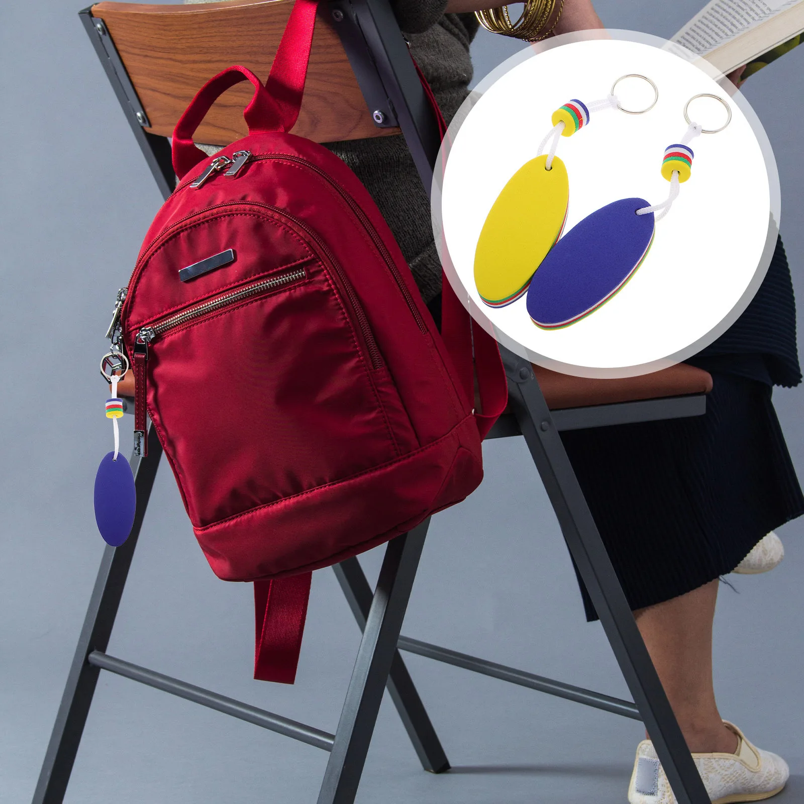 6Pcs Floating Keychain Oval Eva Foam Surfboard Design Floating Key Ring for Boating Fishing Rafting Swimming Key Rings