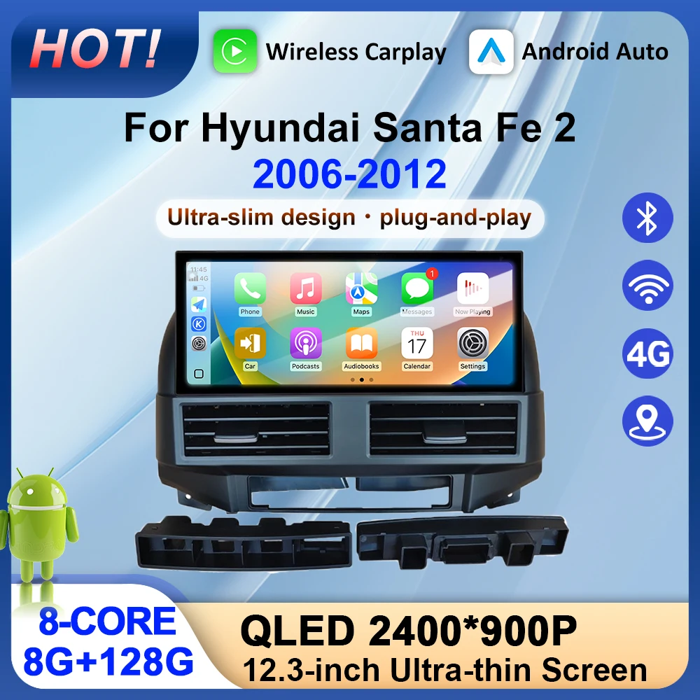 12.3-inch GPS Navi For Hyundai Santa Fe 2 2006 - 2012 Wireless Carplay Android Auto BT WiFi 4G DSP QLED Screen Auto Accessories
12.3-inch GPS Navi For Hyundai Santa Fe 2 2006 - 2012 Wireless Carplay Android Auto BT WiFi 4G DSP QLED Screen Auto Accessories