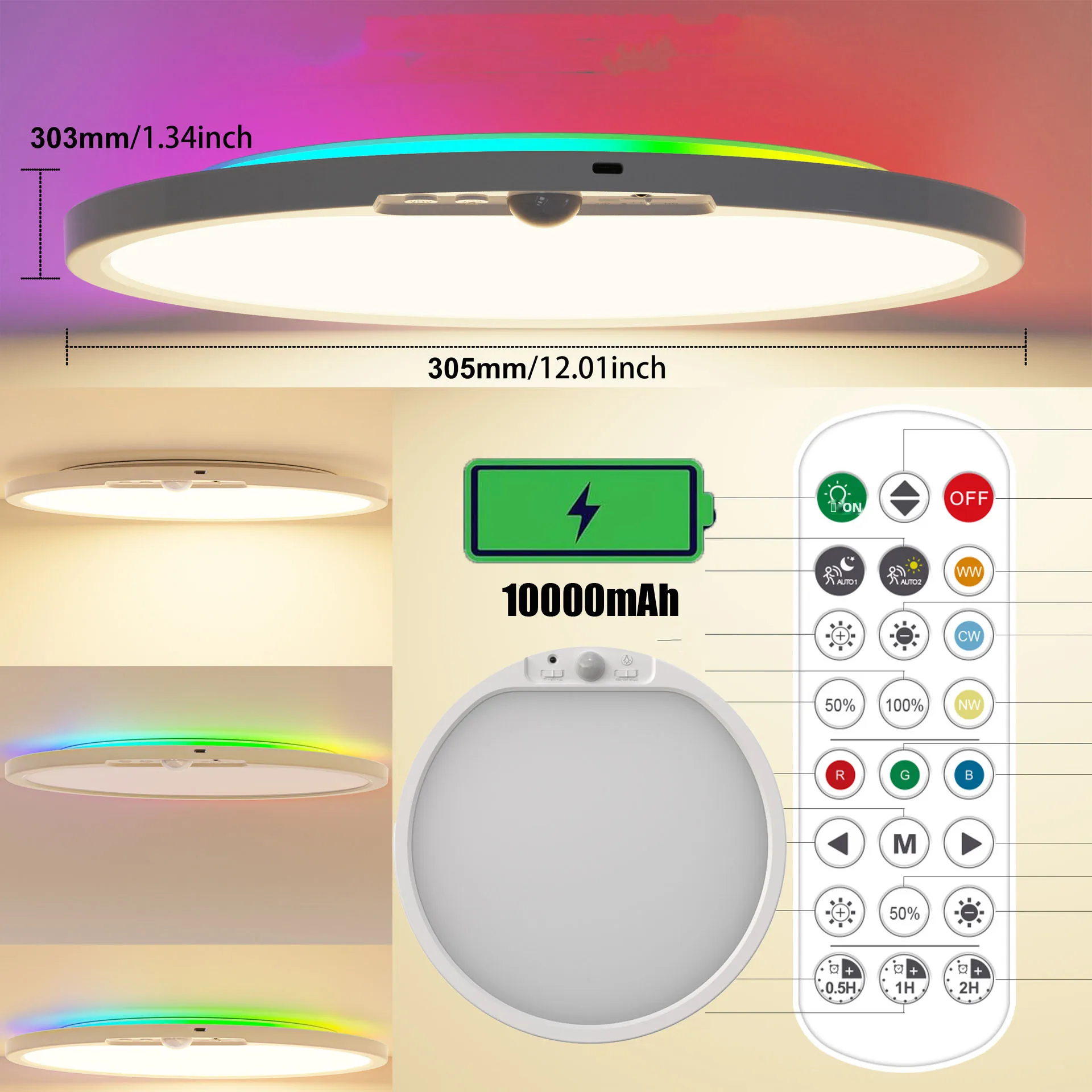 Led Ceiling Lamp With Motion Sensor 10000mAh Battery Rechargeable Ceiling Light RGB Backlit Night Lights For Bedroom Decoration
Led Ceiling Lamp With Motion Sensor 10000mAh Battery Rechargeable Ceiling Light RGB Backlit Night Lights For Bedroom Decoration