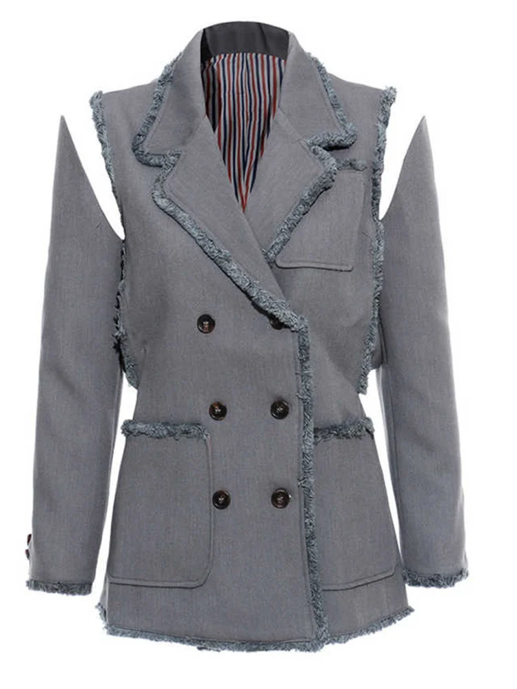 Women Casual Notched Sleeve Tassels Striped Blazer New Lapel Long Sleeve Top Loose Fit Jacket Spring Female Outerwear 2025
Women Casual Notched Sleeve Tassels Striped Blazer New Lapel Long Sleeve Top Loose Fit Jacket Spring Female Outerwear 2025