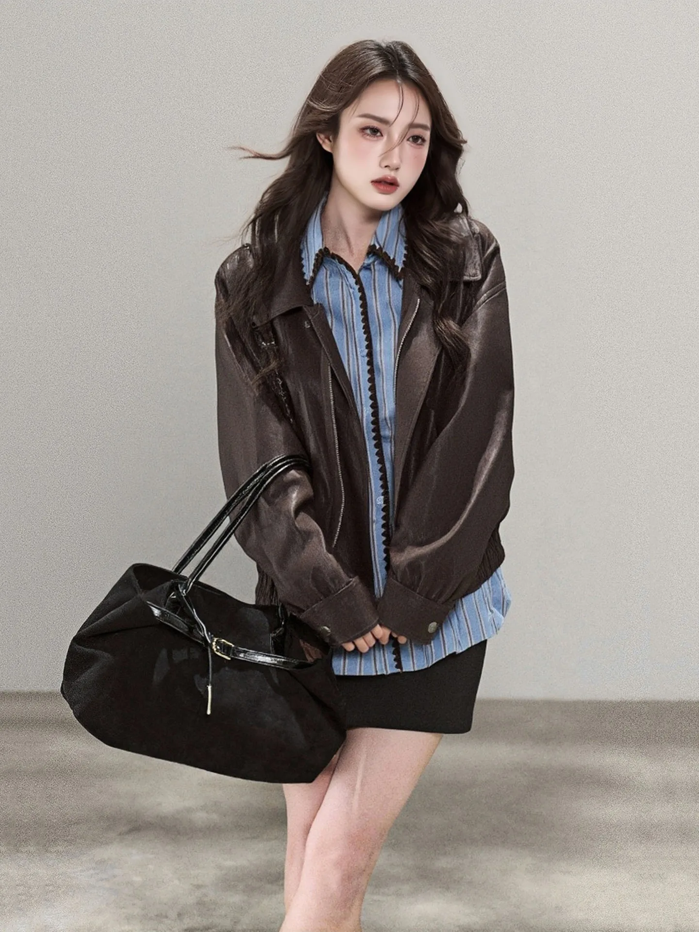 Кожаный пиджак женский свободного кроя в корейском стиле, осенне-зимний, новый, модный, ретро, в американском стиле, теплый, длинный, на молнии
Кожаный пиджак женский свободного кроя в корейском стиле, осенне-зимний, новый, модный, ретро, в американском стиле, теплый, длинный, на молнии