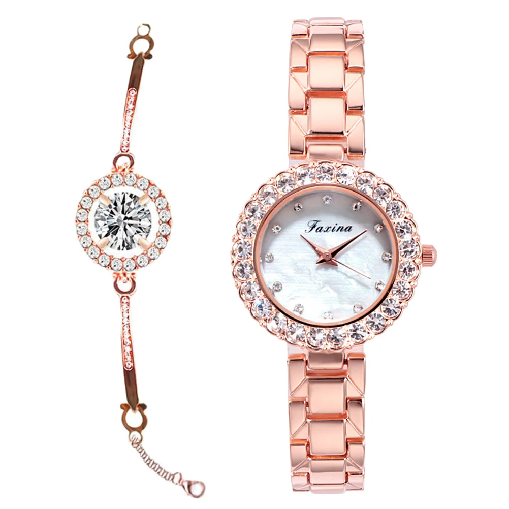 2 pcs Hand Chain Watch Set Rhinestone Zircon Analog Bracelet Watch For Women Rose Golden Durable Scratch Resistant Quartz
2 pcs Hand Chain Watch Set Rhinestone Zircon Analog Bracelet Watch For Women Rose Golden Durable Scratch Resistant Quartz