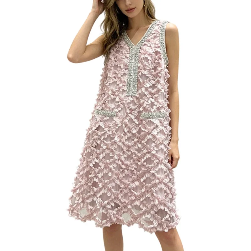 Luxurious 3D Floral Elegant Dress Rhinestone Sleeveless Retro Gown for Wedding Guest Dinner Party Graduation Ceremony Fashion
Luxurious 3D Floral Elegant Dress Rhinestone Sleeveless Retro Gown for Wedding Guest Dinner Party Graduation Ceremony Fashion