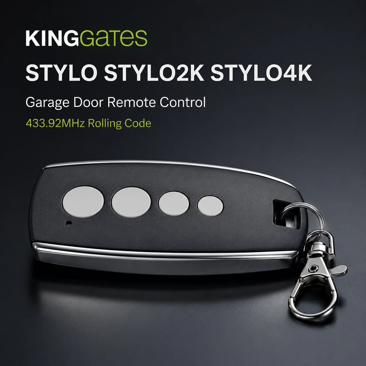 1/2PCS KINGGates Garage Door Opener Handheld 433.92MHz Rolling Code Compatible with STYLO2K STYLO4K STYLO
1/2PCS KINGGates Garage Door Opener Handheld 433.92MHz Rolling Code Compatible with STYLO2K STYLO4K STYLO
