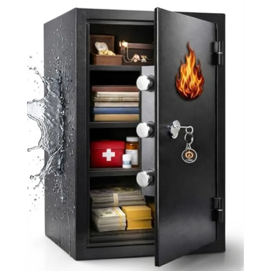 2026 New 60-Min Fireproof Safe for Home Use, Steel Construction, Black, 1700F Fire and Water Resistant with Mechanical Lock, Re
2026 New 60-Min Fireproof Safe for Home Use, Steel Construction, Black, 1700F Fire and Water Resistant with Mechanical Lock, Re