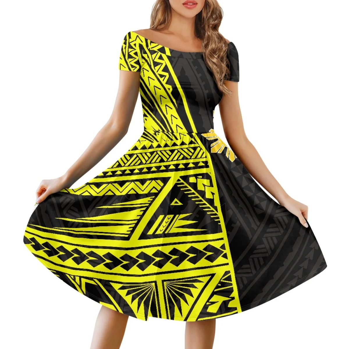 Hawaiian Style Plumeria Print Short Sleeve O Neck Medium Casual Dress Polynesian Women Custom Plus Size Party Dress
Hawaiian Style Plumeria Print Short Sleeve O Neck Medium Casual Dress Polynesian Women Custom Plus Size Party Dress