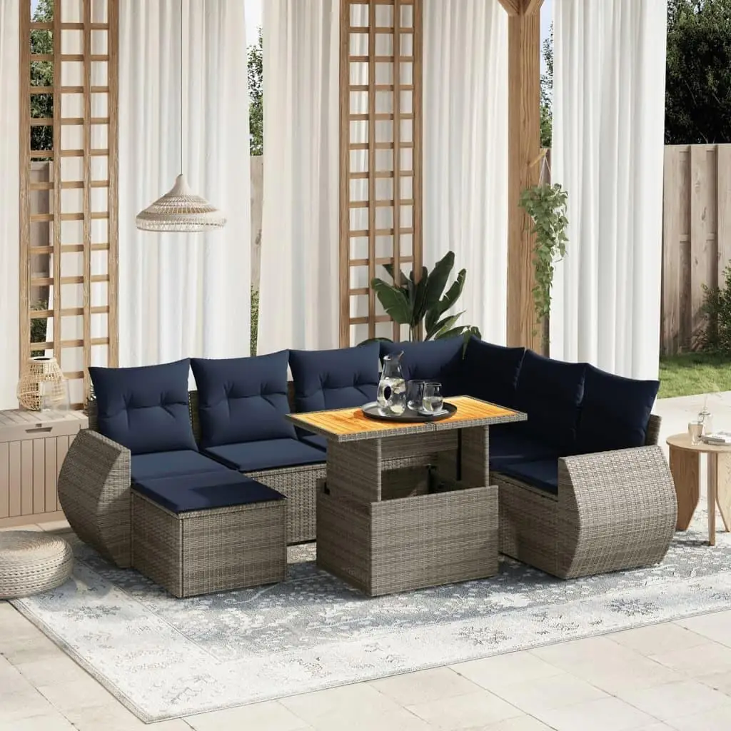 8 Piece Gray Poly Rattan Patio Sofa Set with Cushions Outdoor Furniture Garden Seating
8 Piece Gray Poly Rattan Patio Sofa Set with Cushions Outdoor Furniture Garden Seating