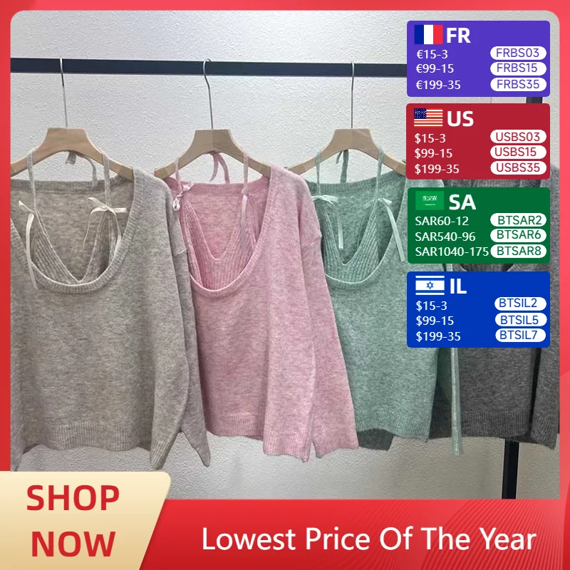 Sexy Sweater 2 Piece Set Women V Neck Striped Sleeveless Vest Long Sleeve U Neck Loose Lazy Pullover Harajuku Y2K Knitwear Set
Sexy Sweater 2 Piece Set Women V Neck Striped Sleeveless Vest Long Sleeve U Neck Loose Lazy Pullover Harajuku Y2K Knitwear Set