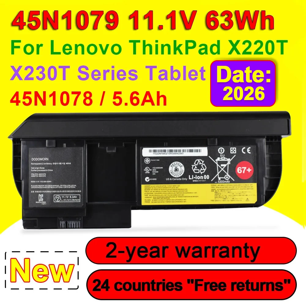 45N1079 45N1078 For Lenovo ThinkPad X220T X230T Series Tablet Battery 45N1074 45N1075 45N1077 Laptop Batteries 11.1V 63Wh 67+
45N1079 45N1078 For Lenovo ThinkPad X220T X230T Series Tablet Battery 45N1074 45N1075 45N1077 Laptop Batteries 11.1V 63Wh 67+