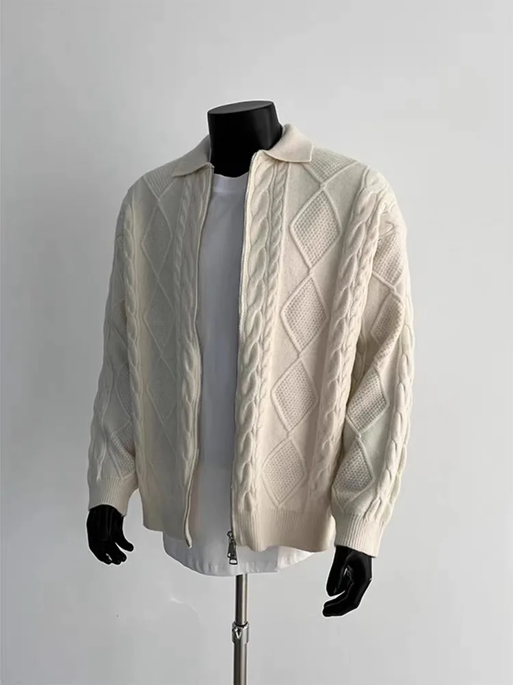 American Retro Twisted Diamond Texture Zipper Knitted Open Cardigan Men's Autumn Winter Casual Versatile Cleanfit Knitwear
American Retro Twisted Diamond Texture Zipper Knitted Open Cardigan Men's Autumn Winter Casual Versatile Cleanfit Knitwear