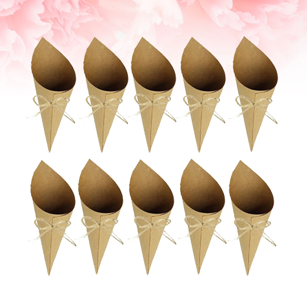 50pcs Kraft Concise Design Confetti Tubes Self-Adhesive Cone Decor For Wedding Party Event With Rope Double Sided Tape
50pcs Kraft Concise Design Confetti Tubes Self-Adhesive Cone Decor For Wedding Party Event With Rope Double Sided Tape