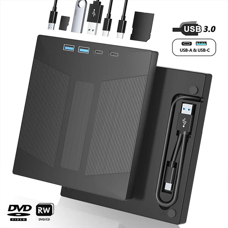 7-IN-1 USB 3.0 External DVD Drive CD RW Player Burner Reader Optical Drive For PC Laptop Desktop IMacs SD TF Card Slots
7-IN-1 USB 3.0 External DVD Drive CD RW Player Burner Reader Optical Drive For PC Laptop Desktop IMacs SD TF Card Slots