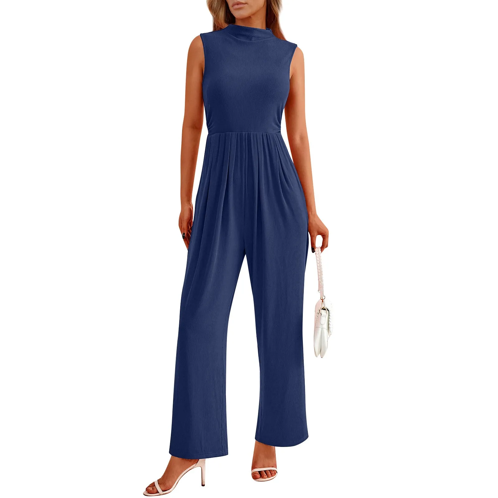 2024 Female Elegant Solid Pleated High Waist Jumpsuit Women High Neck Sleeveless Long Jumpsuit Summer Office Lady Jumpsuit
2024 Female Elegant Solid Pleated High Waist Jumpsuit Women High Neck Sleeveless Long Jumpsuit Summer Office Lady Jumpsuit