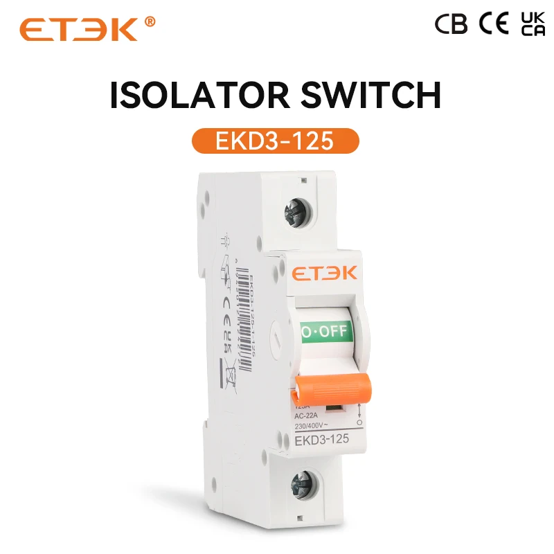 EKET Isolater Switch AC type 125A Low Voltage 50Hz 1,2,3,4 pole 240/415V Miciature Isolater Switch EKD3
EKET Isolater Switch AC type 125A Low Voltage 50Hz 1,2,3,4 pole 240/415V Miciature Isolater Switch EKD3