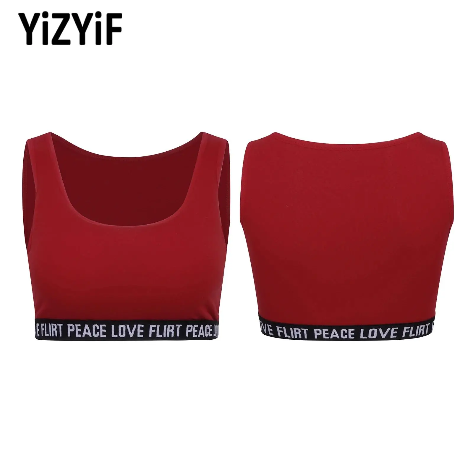 Kids Girls Outdoor Sports Vest Top Contrast Color Letter Print Elastic Hem Crop Tank Top Underwear for Workout Dance Exercise
Kids Girls Outdoor Sports Vest Top Contrast Color Letter Print Elastic Hem Crop Tank Top Underwear for Workout Dance Exercise
