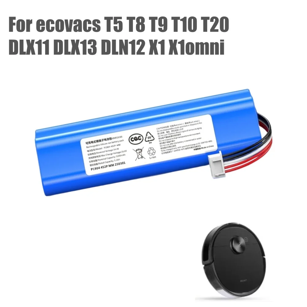 14.4V Replacement Battery for Ecovacs Deebot Ozmo 950 T5 T8 T9 Aivi T10 T20 X1 Omni DX93 DX96 DBX11 DX65 Robot Vacuum Cleaner
14.4V Replacement Battery for Ecovacs Deebot Ozmo 950 T5 T8 T9 Aivi T10 T20 X1 Omni DX93 DX96 DBX11 DX65 Robot Vacuum Cleaner